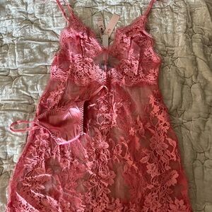 Elegant Pink Lace Lingerie Set by Victoria’s Secret.